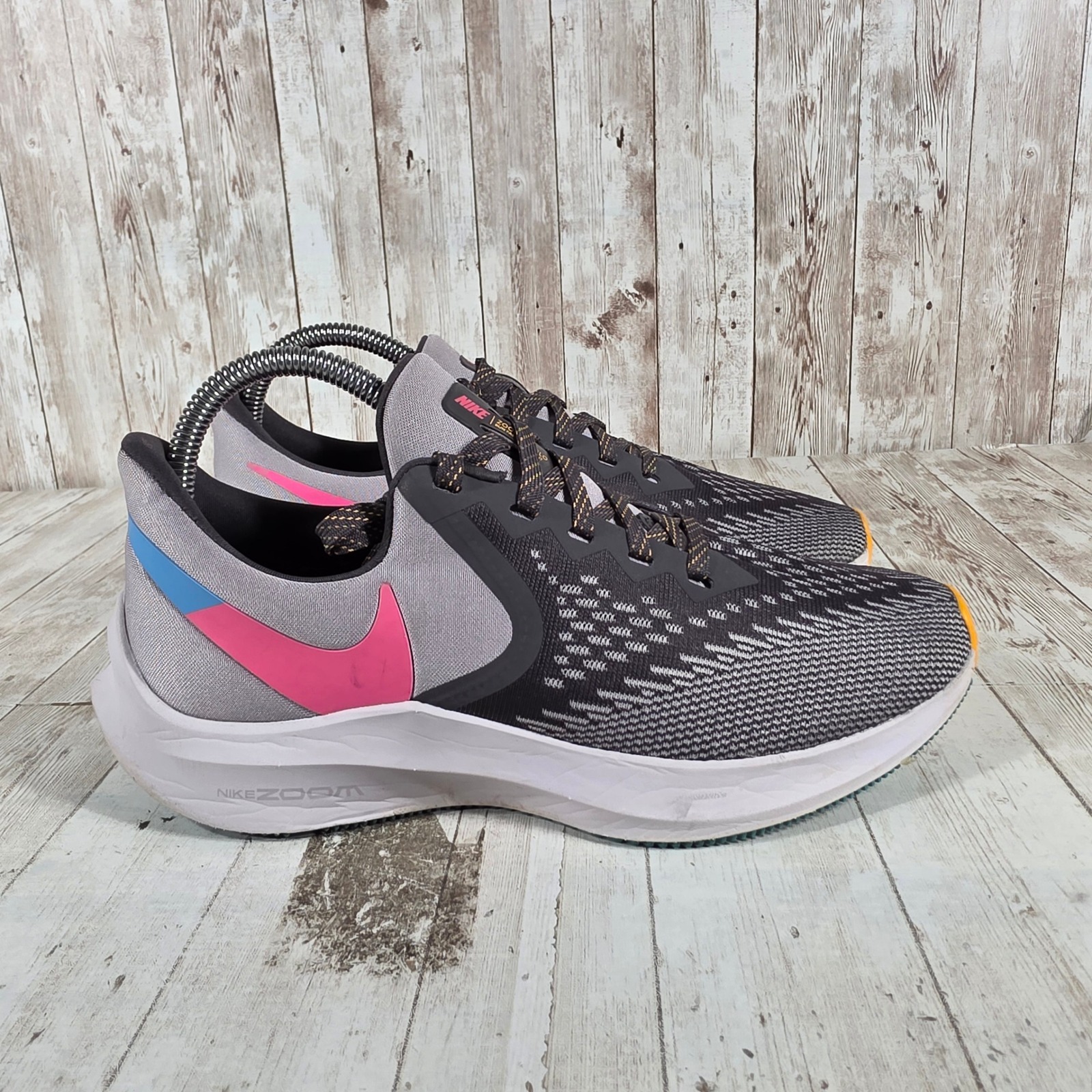 Nike Air Zoom Winflo 6 Womens Running Shoes Grey Pink Cu4825-001 Size 7.5